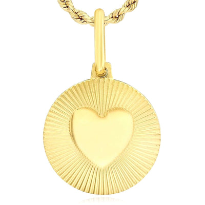 14K Yellow Gold Sun, Heart & Two - Tone Disc Pendant 0.6" – Italian Made - WJD Exclusives