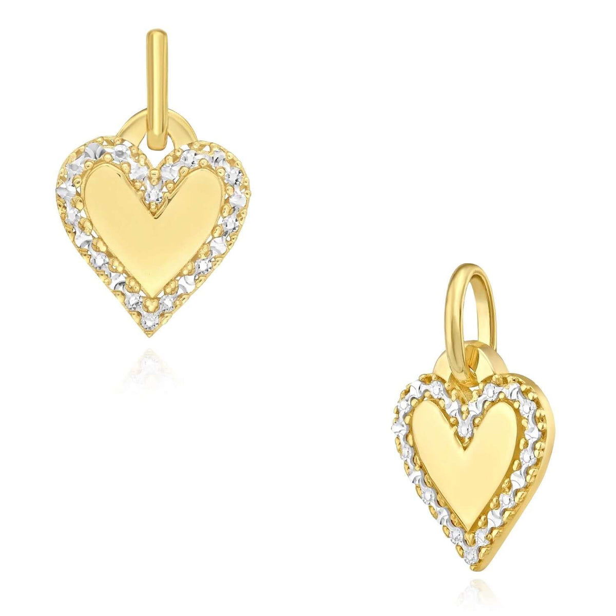 Real 14K Gold Two - Tone Diamond - Cut Heart Pendant 0.85" – Italian Made - WJD Exclusives