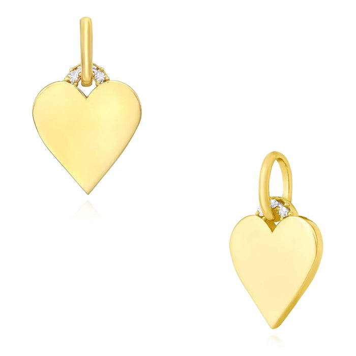 Real 14K Gold Two - Tone Diamond - Cut Heart Pendant 0.85" – Italian Made - WJD Exclusives