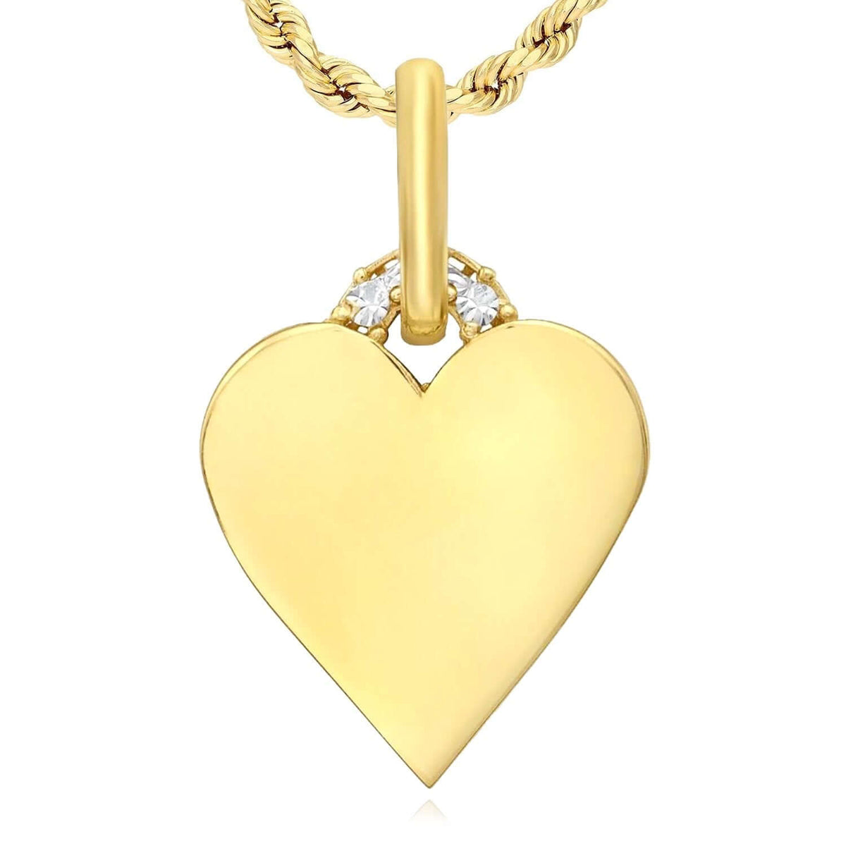Real 14K Gold Two - Tone Diamond - Cut Heart Pendant 0.85" – Italian Made - WJD Exclusives