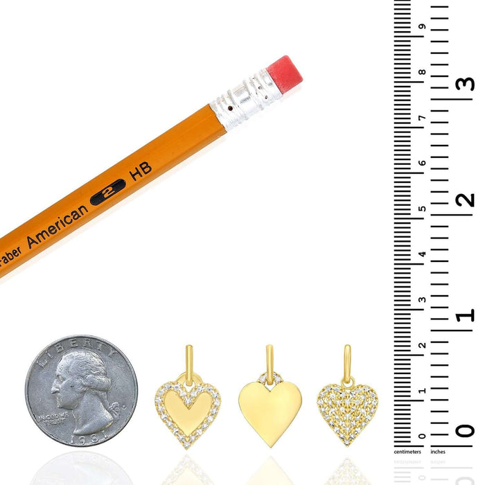 Real 14K Gold Two - Tone Diamond - Cut Heart Pendant 0.85" – Italian Made - WJD Exclusives