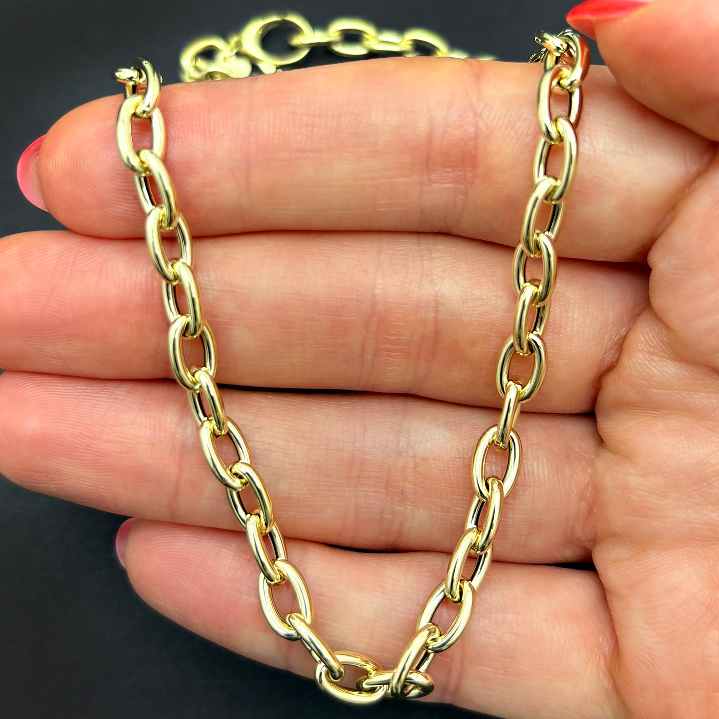 Real 14K Gold Rolo 5mm Chain Necklace 18" Best for Lock Connectors