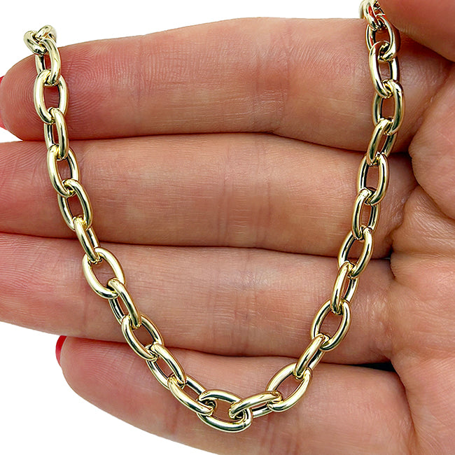 Real 14K Gold Rolo 5mm Chain Necklace 18" Best for Lock Connectors