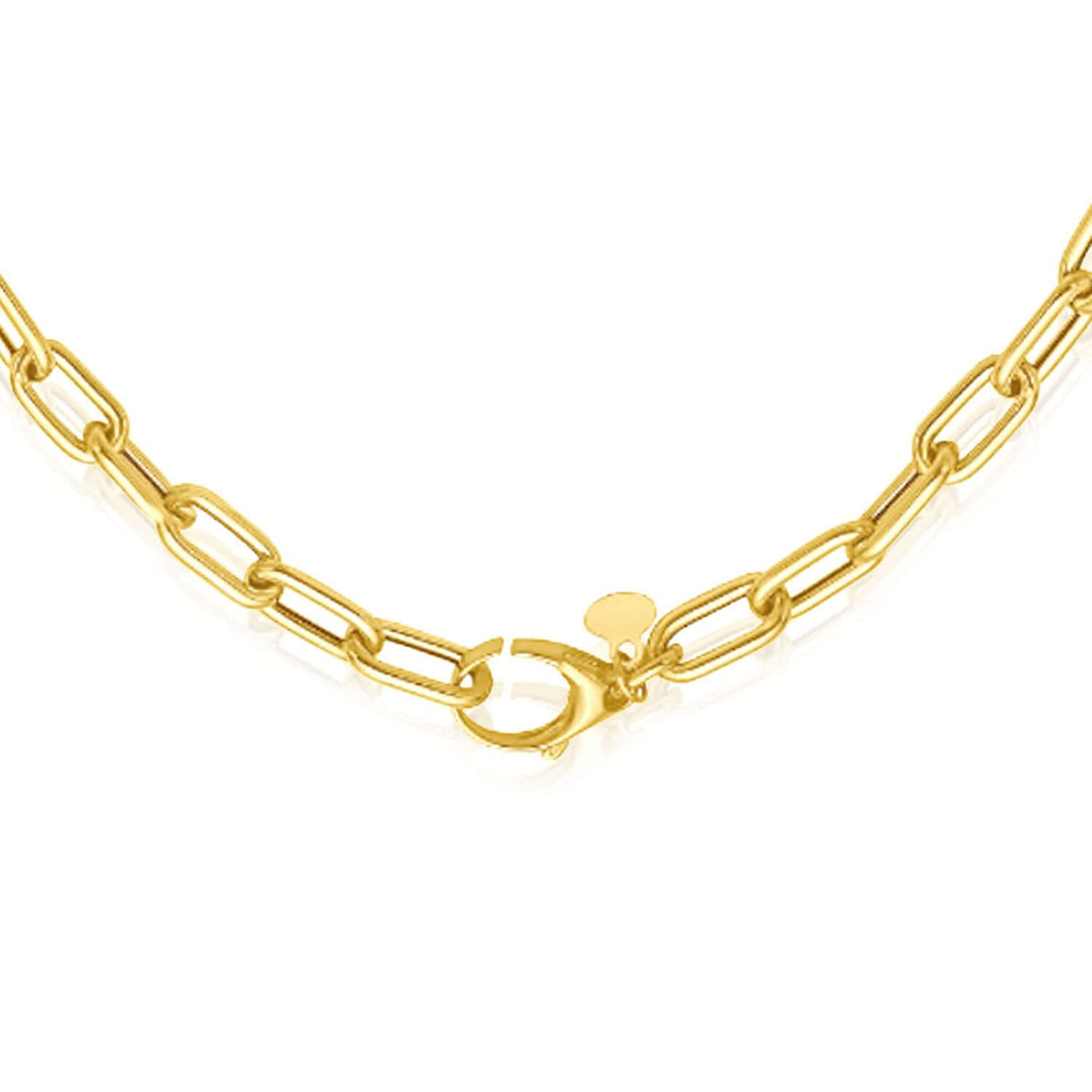14K Yellow Gold Paperclip Necklace (Hollow) 18" Oversized Clasp Best for Lock Connectors - WJD Exclusives