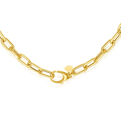 14K Yellow Gold Paperclip Necklace (Hollow) 18" Oversized Clasp Best for Lock Connectors - WJD Exclusives