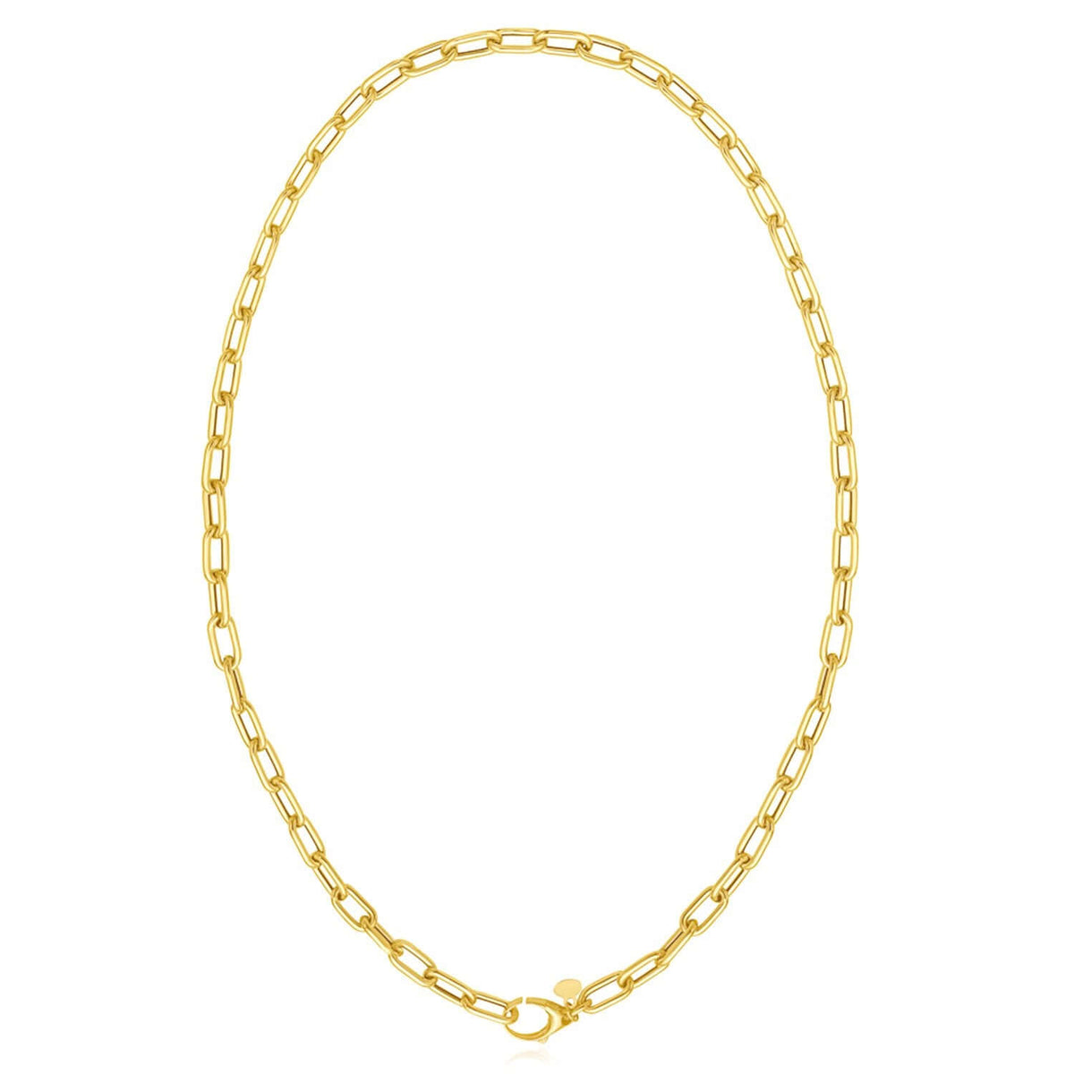 14K Yellow Gold Paperclip Necklace (Hollow) 18" Oversized Clasp Best for Lock Connectors - WJD Exclusives