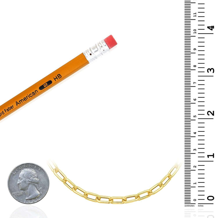 14K Yellow Gold Paperclip Necklace (Hollow) 18" Oversized Clasp Best for Lock Connectors - WJD Exclusives