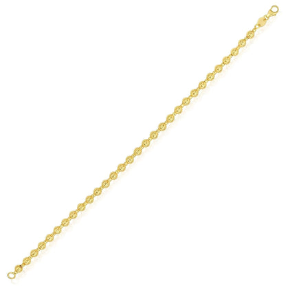 Real 14K Gold Yellow or White 4mm Diamond-Cut Beaded Bracelet 7" – Italian Made