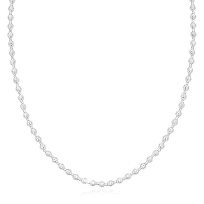 14K Yellow White Gold 4mm Diamond - Cut Beaded Necklace (Hollow) 18" Italian Made - WJD Exclusives