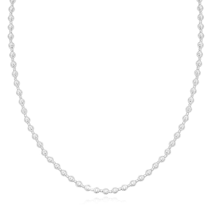 14K Yellow White Gold 4mm Diamond - Cut Beaded Necklace (Hollow) 18" Italian Made - WJD Exclusives