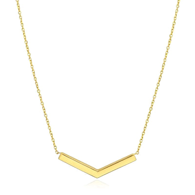 14K Yellow Gold Chevron Bar Necklace (Solid Links) 16.5" - 18" Adjustable - WJD Exclusives