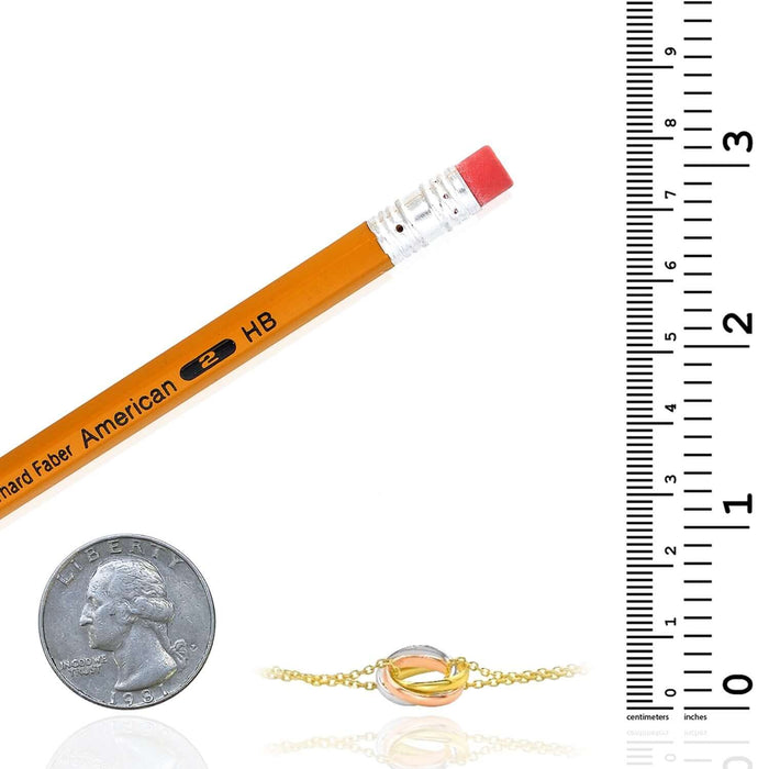 14K Tri - Color Gold Interlock Trinity Circles Cable Bracelet (Solid Links) 7.5" Double Row - WJD Exclusives