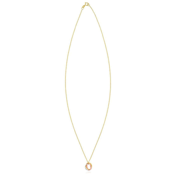 14K Tri - Color Gold Interlocked Trinity Circles Cable Necklace (Solid Links) 18" - WJD Exclusives