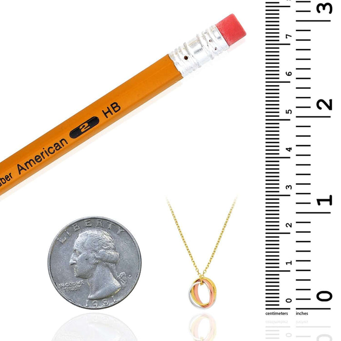 14K Tri - Color Gold Interlocked Trinity Circles Cable Necklace (Solid Links) 18" - WJD Exclusives