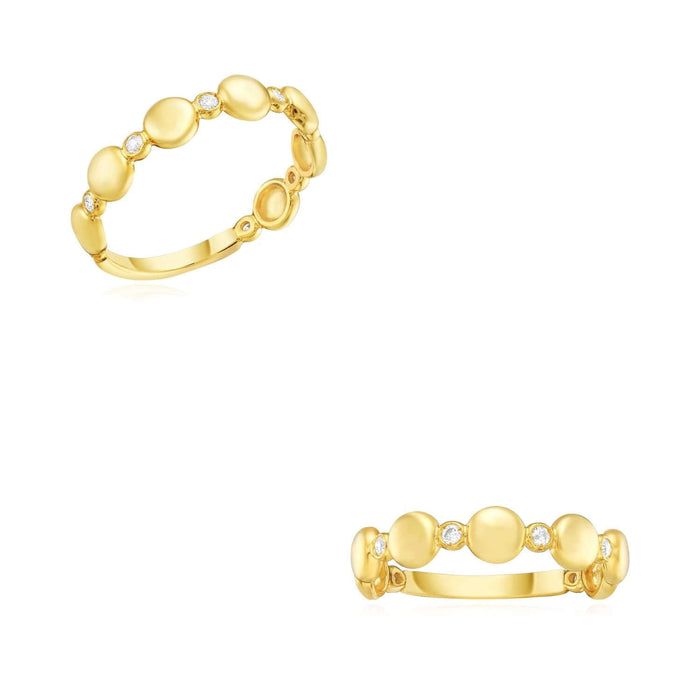0.08CTW Natural Diamond 14K Yellow Gold Bezel Stackable Pebble Ring - WJD Exclusives