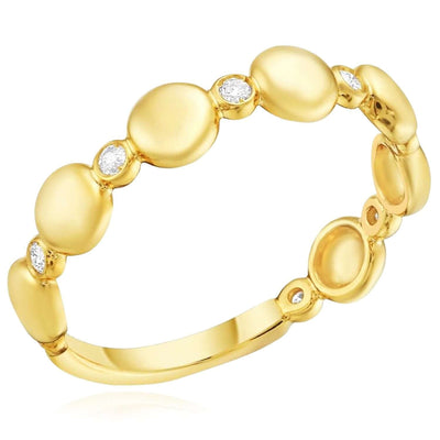 0.08CTW Natural Diamond 14K Yellow Gold Bezel Stackable Pebble Ring - WJD Exclusives