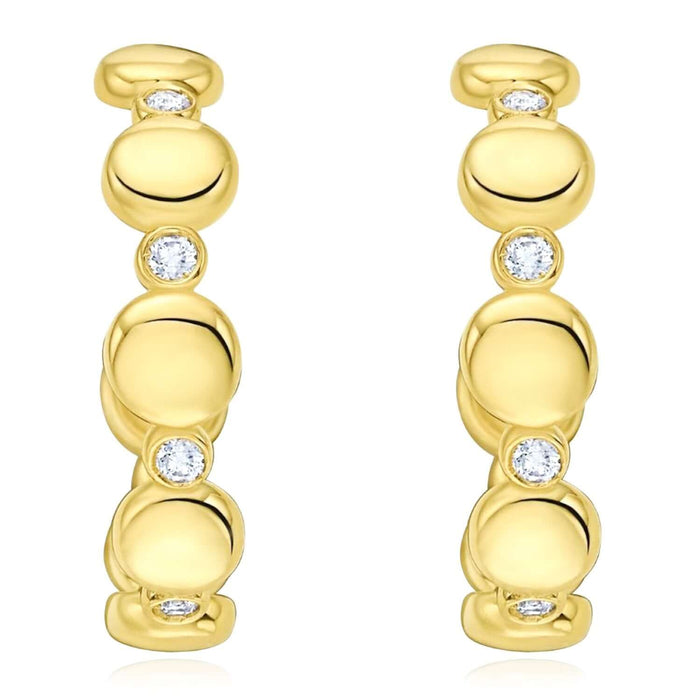 0.12CTW Natural Diamond 14K Gold Bezel Pebble Hoop Earrings – Italian Made - WJD Exclusives