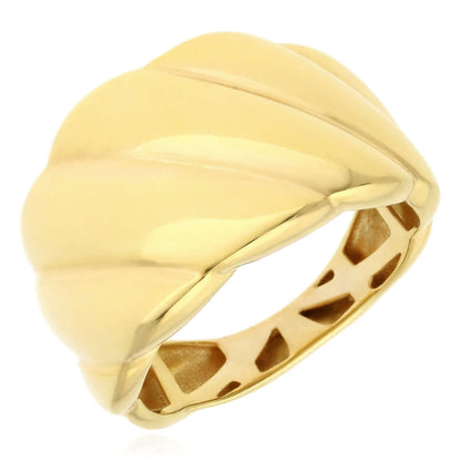 Real 14K Gold Wide Cable Twist Dome Ring – Italian Made