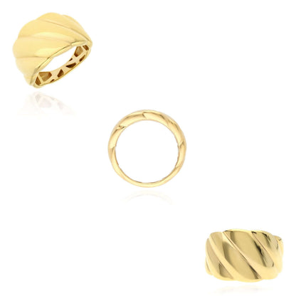 Real 14K Gold Wide Cable Twist Dome Ring – Italian Made