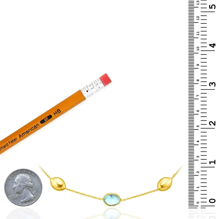 14K Yellow Gold Bead Gemstone Necklace Topaz Peridot Amethyst Garnet & Citrine (Solid Links) 17" - WJD Exclusives