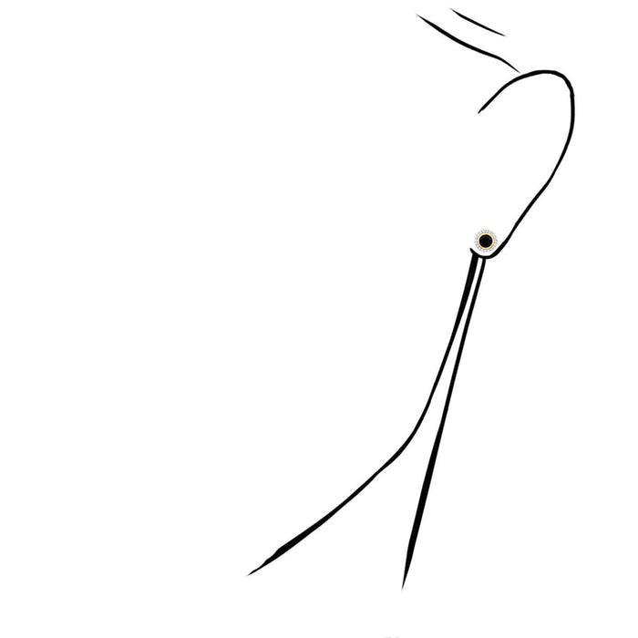 Natural Diamond Black Onyx 10K Gold Halo Stud Earrings 8mm Screw Back Yellow White - WJD Exclusives