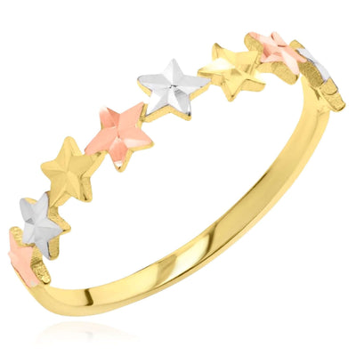 10K Gold Tri - Color Star Stackable Ring - WJD Exclusives