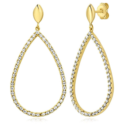 Real 14K Gold Two - Tone Diamond - Cut Teardrop Dangle Earrings – Italian Made - WJD Exclusives