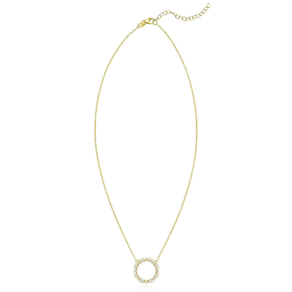 14K Yellow White Gold Diamond - Cut Circle Necklace (Solid Links) 16" - 18" Adjustable - WJD Exclusives