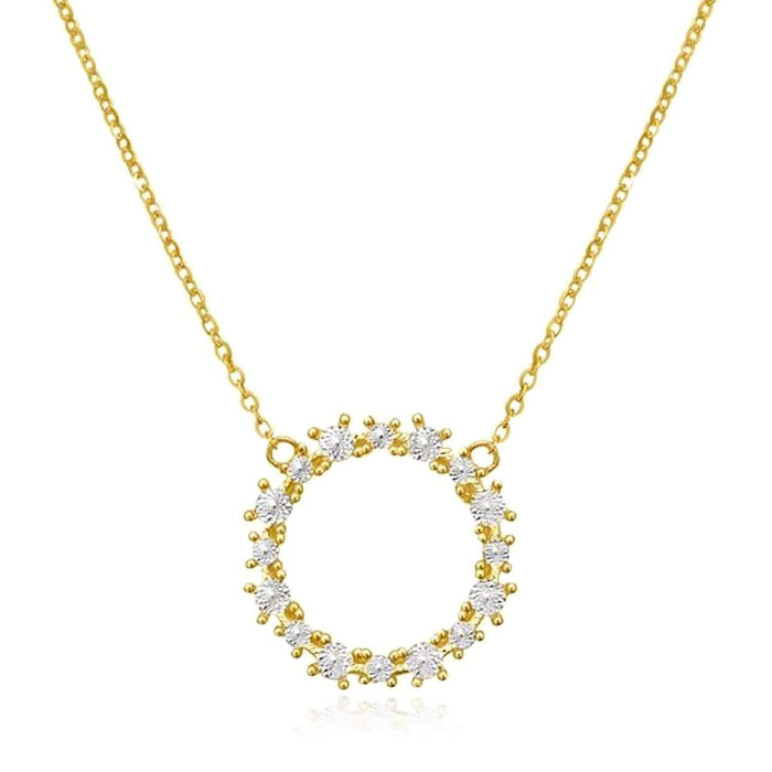 14K Yellow White Gold Diamond - Cut Circle Necklace (Solid Links) 16" - 18" Adjustable - WJD Exclusives