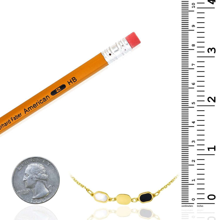 14K Yellow Gold Black Onyx Mother of Pearl Bracelet (Solid Links) 7" - 7.5" Adjustable – Italian - WJD Exclusives