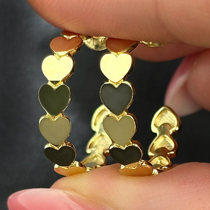 Real 14K Gold Heart Hoop Earrings 17mm – Italian Made Push Back