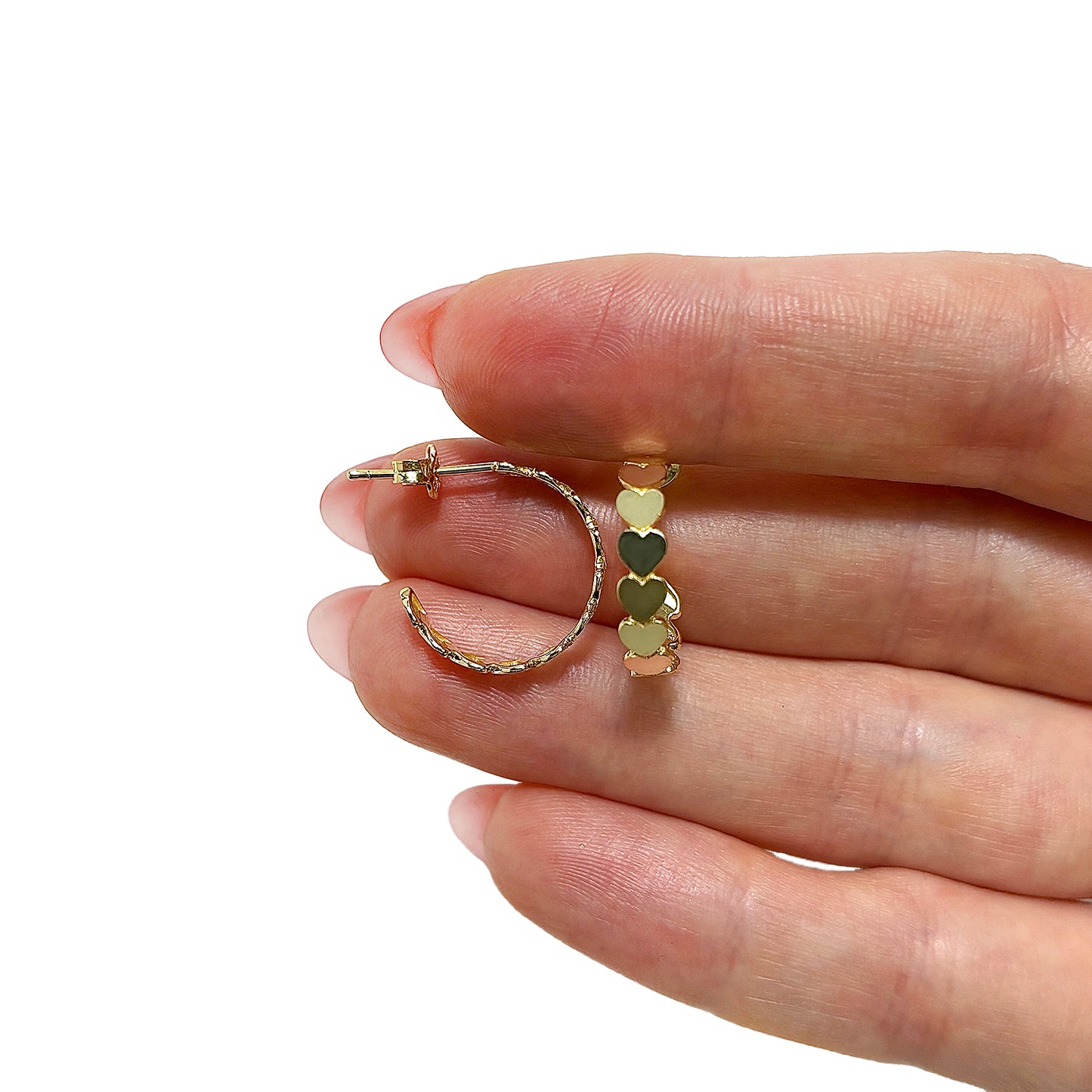 Real 14K Gold Heart Hoop Earrings 17mm – Italian Made Push Back