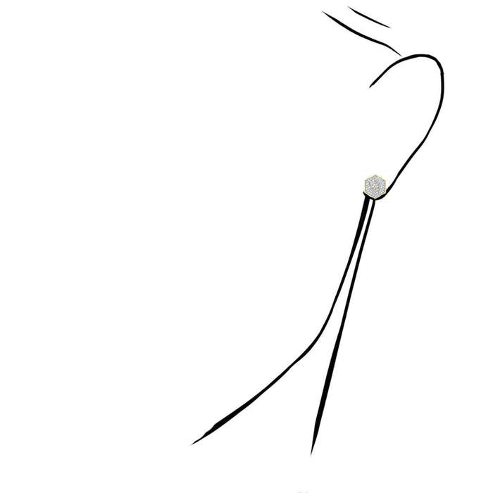 0.35CTW Natural Diamond Real 10K Gold Hexagon Stud Earrings Screw Back - WJD Exclusives