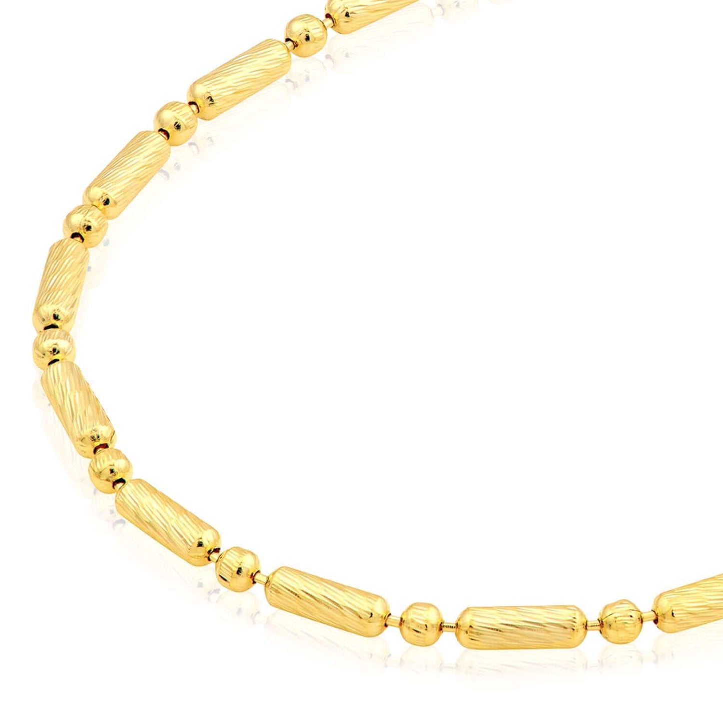 Real 14K Gold 1.5mm Diamond-Cut Long Bar Bead Chain Necklace 16", 18", 20", 24"