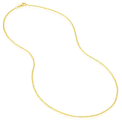 Real 14K Gold 1.5mm Diamond-Cut Long Bar Bead Chain Necklace 16", 18", 20", 24"