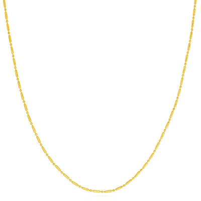 14K Yellow Gold 1.5mm Diamond - Cut Long Bar Bead Chain (Solid Links) 16", 18", 20", 24" - WJD Exclusives