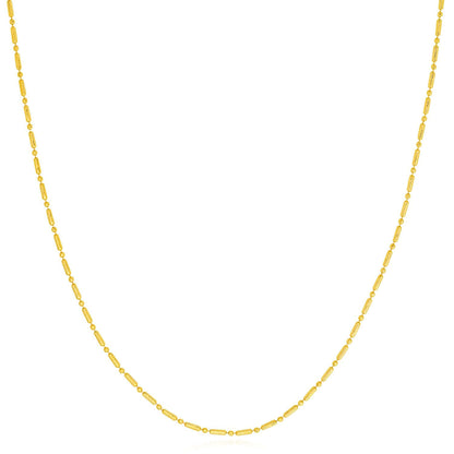 Real 14K Gold 1.5mm Diamond-Cut Long Bar Bead Chain Necklace 16", 18", 20", 24"