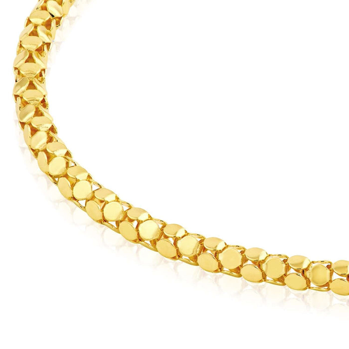 14K Yellow Gold 1.85mm Mirror Popcorn Bracelet (Solid Links) 7.25" - WJD Exclusives