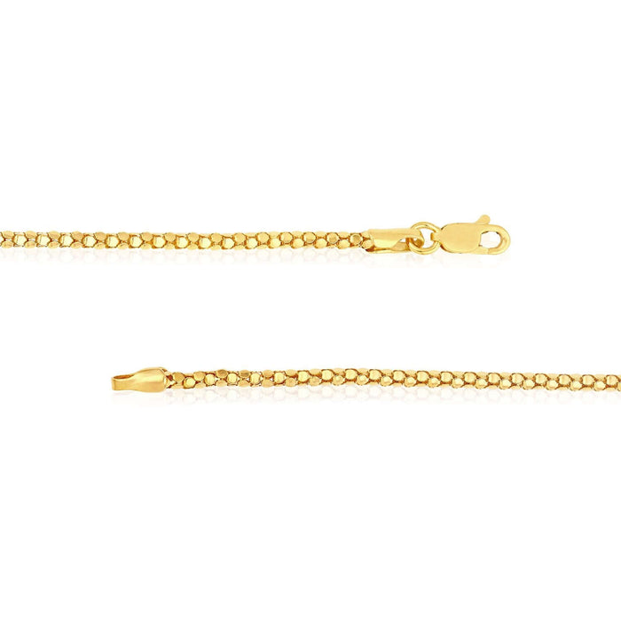 14K Yellow Gold 1.85mm Mirror Popcorn Bracelet (Solid Links) 7.25" - WJD Exclusives