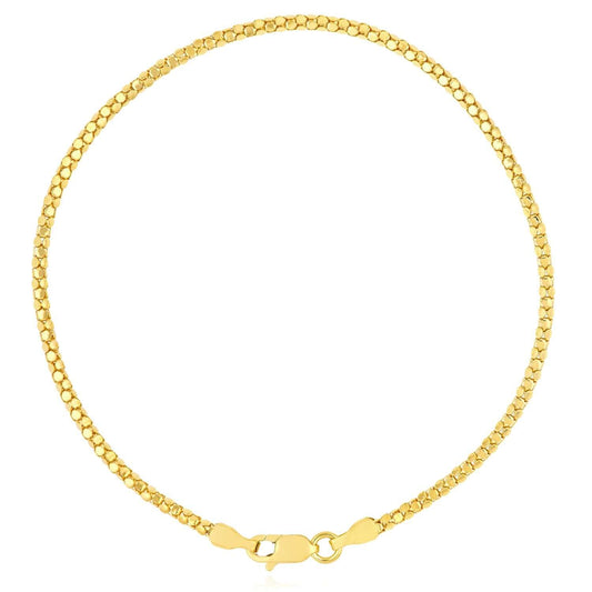 Real 14K Gold 1.85mm Popcorn Bracelet 7.25" High-Polished Italian Design