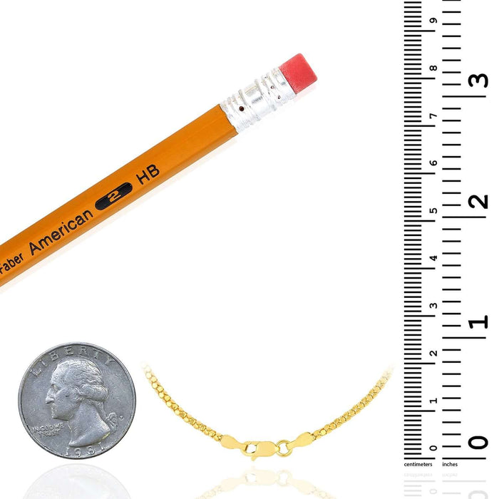 14K Yellow Gold 1.85mm Mirror Popcorn Bracelet (Solid Links) 7.25" - WJD Exclusives