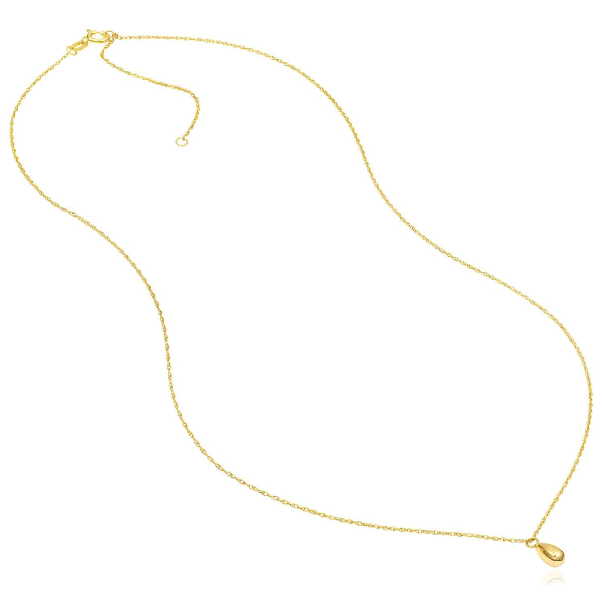14K Yellow Gold Teardrop Italian Necklace (Solid Links) 16" - 18" Adjustable - WJD Exclusives
