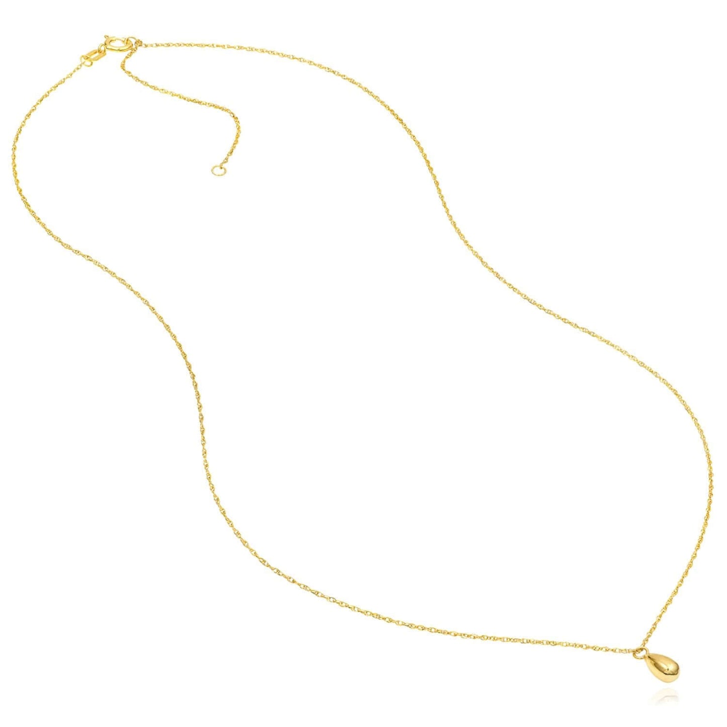 Real 14K Gold Teardrop Pendant Necklace 16-18" Solid Italian Chain