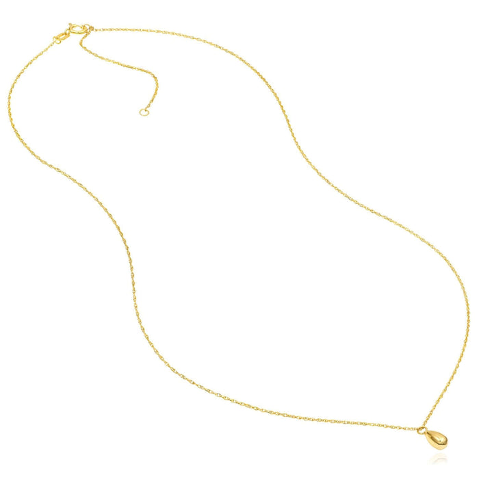 14K Yellow Gold Teardrop Italian Necklace (Solid Links) 16" - 18" Adjustable - WJD Exclusives