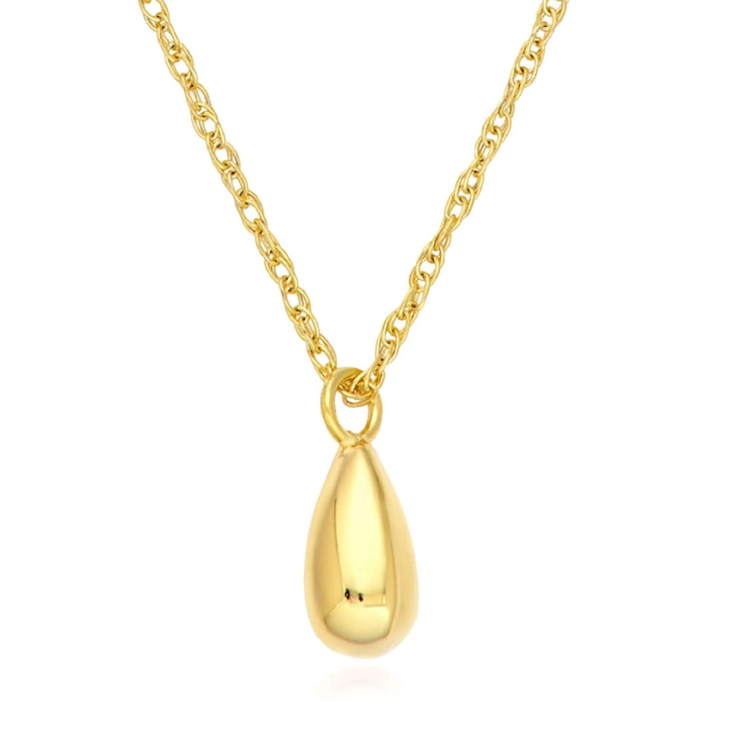 Real 14K Gold Teardrop Pendant Necklace 16-18" Solid Italian Chain