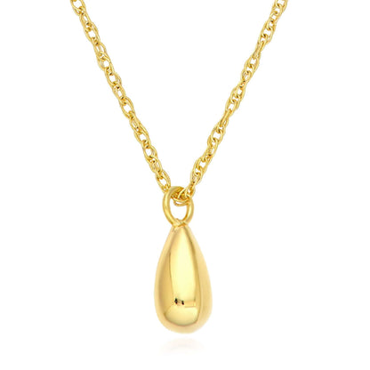 Real 14K Gold Teardrop Pendant Necklace 16-18" Solid Italian Chain