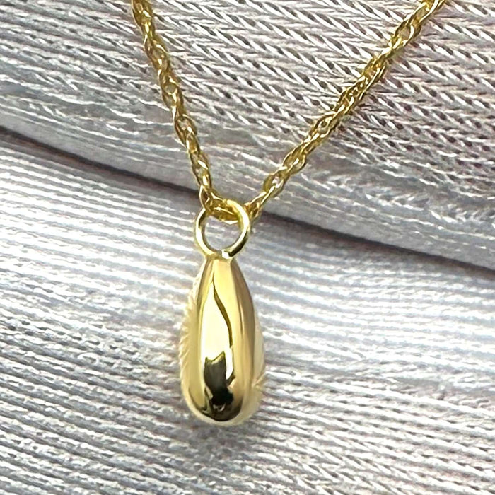 14K Yellow Gold Teardrop Italian Necklace (Solid Links) 16" - 18" Adjustable - WJD Exclusives