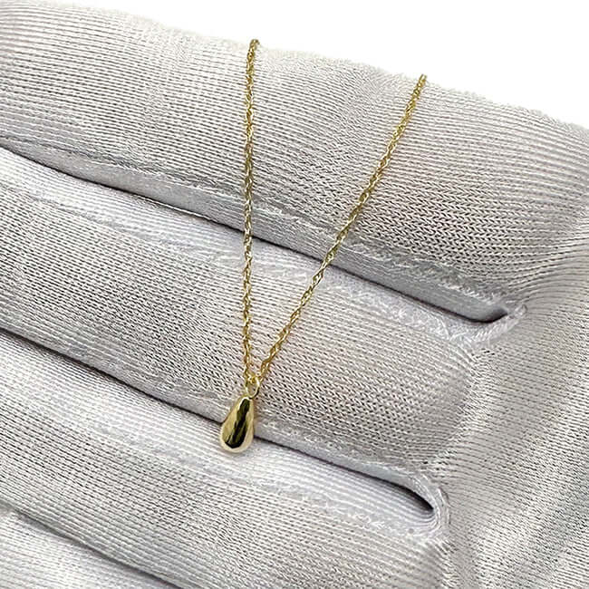 Real 14K Gold Teardrop Pendant Necklace 16-18" Solid Italian Chain