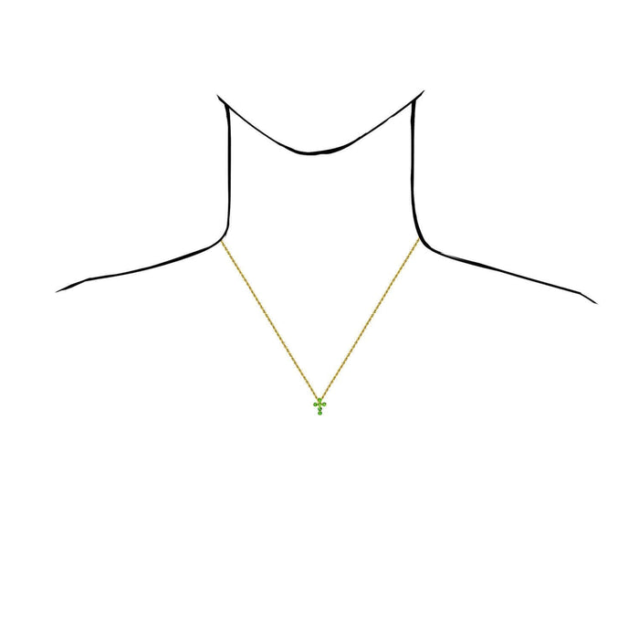0.78CTW Natural Green Tsavorite 14K Gold Round Cross Pendant – Italian Made - WJD Exclusives