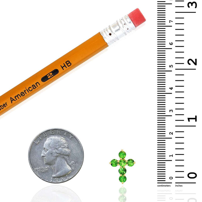 0.78CTW Natural Green Tsavorite 14K Gold Round Cross Pendant – Italian Made - WJD Exclusives